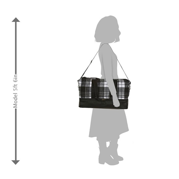 DSW Black and White Plaid Weekender Bag - Picture 3 of 9
